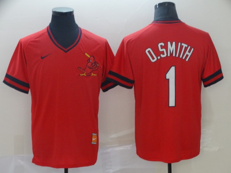 Men's St. Louis Cardinals Ozzie Smith #1 Red Stitched Jersey